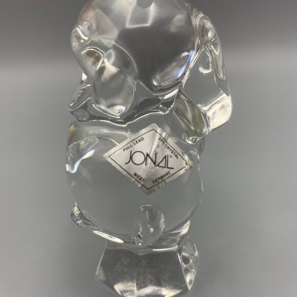 Jonal Elephant Crystal Figurine West Germany Clear Trunk Up 24% Lead VTG 4" - Picture 5 of 6